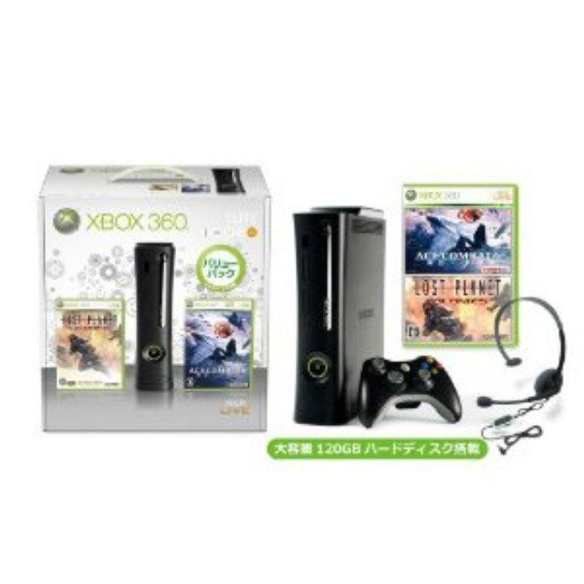 [Xbox360](本体)Xbox 360 エリート バリューパック 120GB(ロストプラネット コロニーズ＆エースコンバット6同梱)(52V-00102)