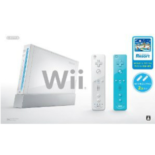 [Wii](本体)Wii(シロ) (Wiiリモコンプラスx2個(シロ/アオ)＆Wii Sports Resort(スポーツリゾート)同梱) (RVL-S-WABG)