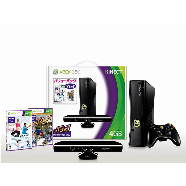 [Xbox360](本体)Xbox 360 4GB+Kinect(キネクト) バリューパック(キネクトアドベンチャー＆ユアシェイプ同梱)(S9G-00030)