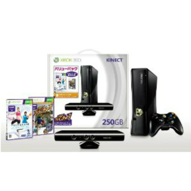 [Xbox360](本体)Xbox 360 250GB+Kinect(キネクト) バリューパック(キネクトアドベンチャー＆ユアシェイプ同梱)(RKH-00014)