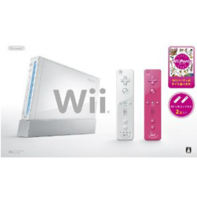 [Wii](本体)Wii(シロ) (Wiiリモコンプラスx2個(シロ/ピンク)＆Wii Party(パーティ)同梱) (RVL-S-WABM)