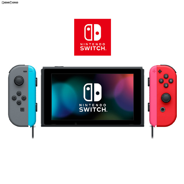 [Switch](本体)マイニンテンドーストア限定 Nintendo Switch(ニンテンドースイッチ) カスタマイズ Joy-Con(L) グレー/(R) レッド Joy-Conストラップ ネオンブルー/ネオンピンク(HAC-S-KAYAA)