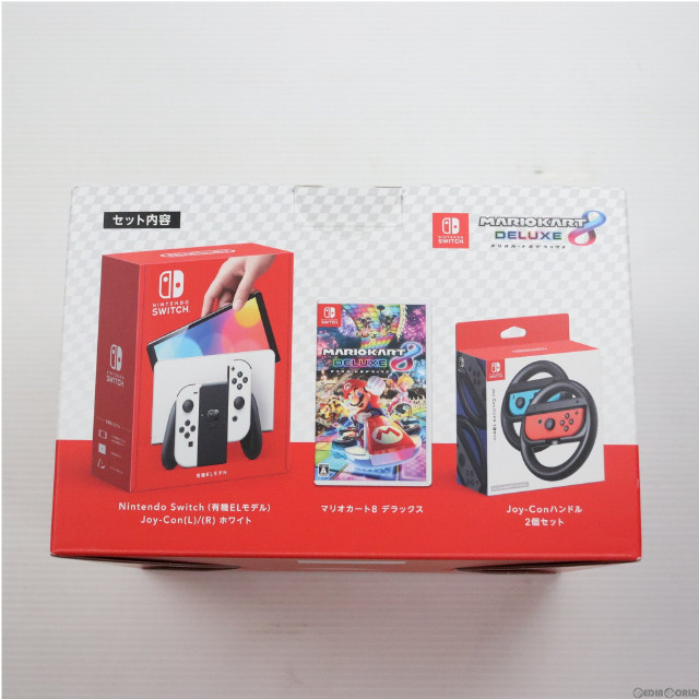 [Switch](本体)(未使用)Nintendo Switch(有機ELモデル)(ニンテンドースイッチ) コストコオリジナルセット マリオカート8 デラックス Joy-Con(L)/(R) ホワイト(HEG-S-KAAAA)