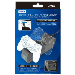 [PS4]PS4用コントローラチャージャーツイン&USBハブ　デイテルジャパン