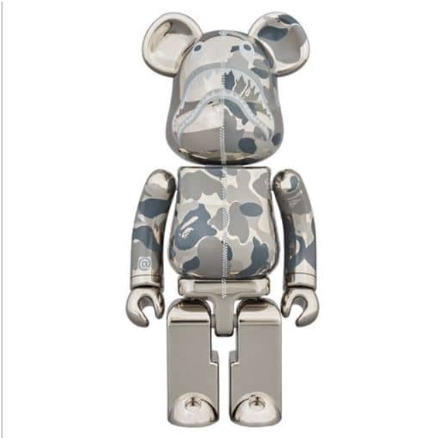 [TOY]超合金 BAPE(R) CAMO SHARK BE@RBRICK(ベアブリック) SILVER 完成トイ メディコム・トイ