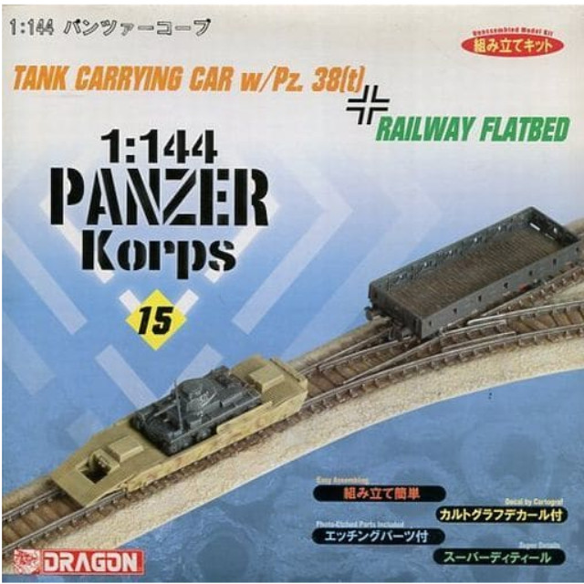 [PTM]1/144 TANK CARRYING CAR w/Pz. 38(t) + RAILWAY FLATBED 「パンツァーコープ No.15」 [14021] ドラゴン(DRAGON) プラモデル