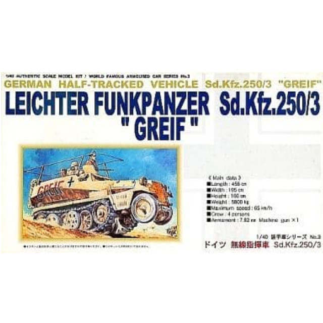 [PTM]1/40 ドイツ無線指揮車 Sd.Kfz.250/3 グライフ 「装甲車シリーズ No.3」 [AC-3] 童友社 プラモデル