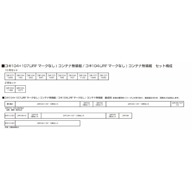 [RWM] 10-1964 コキ104(JRFマークなし)コンテナ無積載 2両セット(動力無し) Nゲージ 鉄道模型 KATO(カトー)