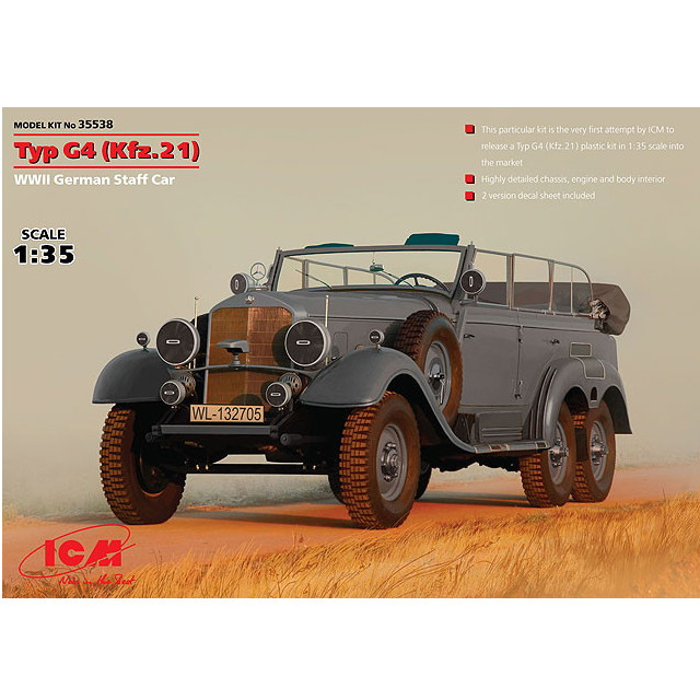 [PTM]1/35 Typ G4(Kfz.21) WWII German Staff Car [35538] プラモデル ICM