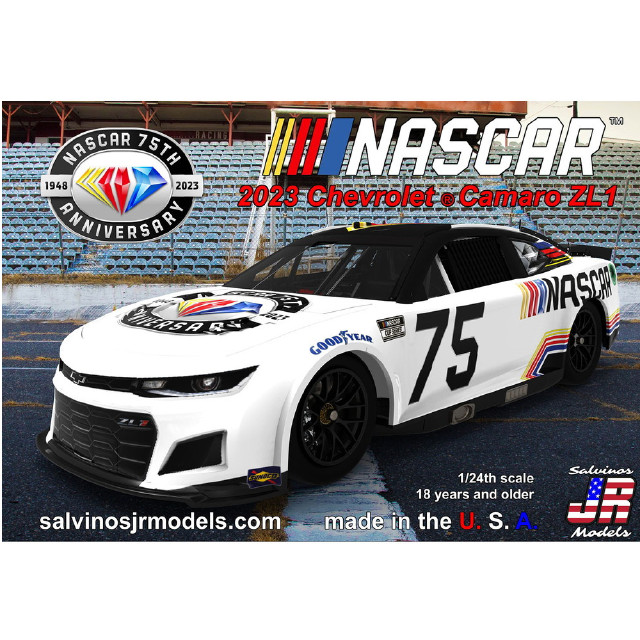 [PTM](再販)1/24 NASCAR 75周年 ダイヤモンド・アニバーサリー 2023 シボレー カマロ プラモデル(NASCAR75) Salvinos JR Models(サルビノス J・R モデル)