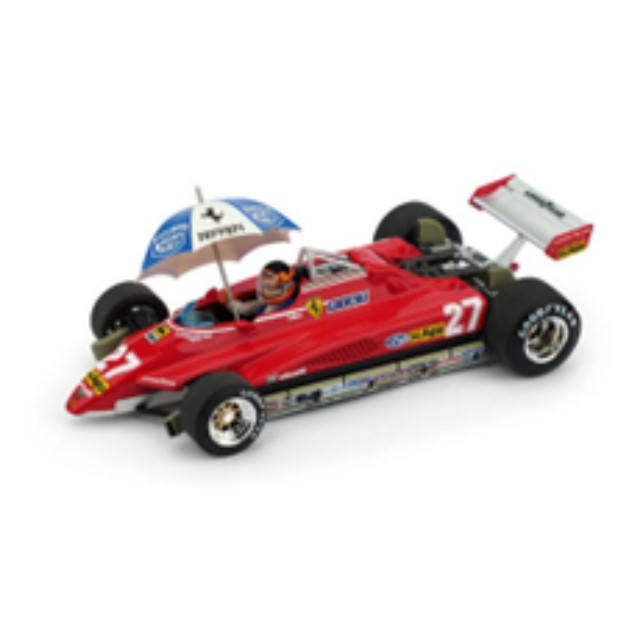 [MDL](再販)1/43 フェラーリ 126C2 1982年 ブラジルGP #27 Gilles Villeneuve ドライバーフィギュア&パラソル付き 完成品 ミニカー(R593CHU) BRUMM(ブルム)