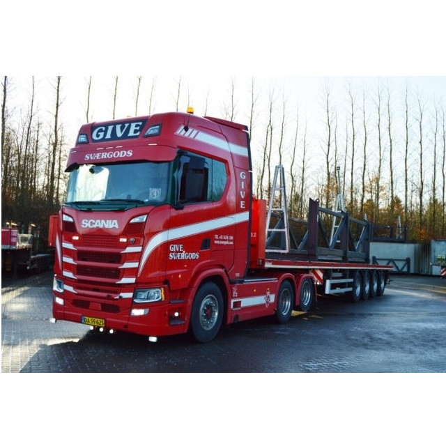 [MDL] 1/50 Give SCANIA(スカニア) S HIGHLINE CS20H 6X2 TAG AXLE FLATBED TRAILER - 4 AXLE 完成品 ミニカー(01-4430) WSI MODELS