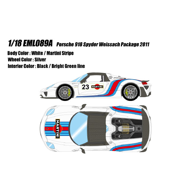 [MDL] EIDOLON COLLECTION(アイドロンコレクション) 1/18 Porsche 918 Spyder Weissach package 2011 ホワイト(マルティニストライプ) 完成品 ミニカー(EML089A) EIDOLON(アイドロン)