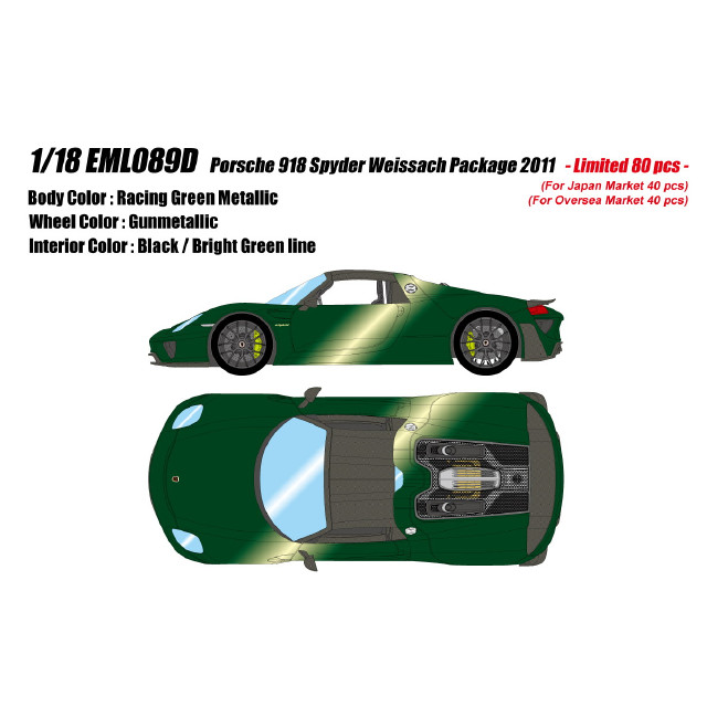 [MDL] EIDOLON COLLECTION(アイドロンコレクション) 1/18 Porsche 918 Spyder Weissach package 2011 レーシンググリーンメタリック 完成品 ミニカー(EML089D) EIDOLON(アイドロン)