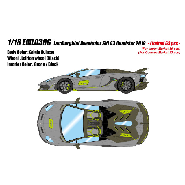 [MDL] 1/18 Lamborghini Aventador SVJ 63 Roadster 2019 グリジオアケーソ 完成品 ミニカー(EML030G) EIDOLON(アイドロン)