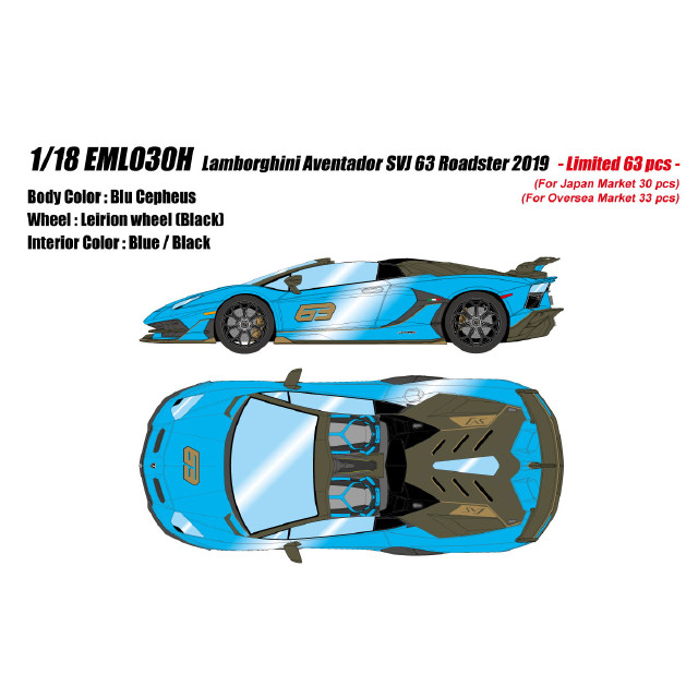 [MDL] 1/18 Lamborghini Aventador SVJ 63 Roadster 2019 ブルーセフェウス 完成品 ミニカー(EML030H) EIDOLON(アイドロン)
