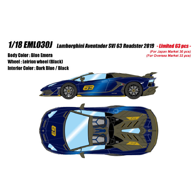 [MDL] 1/18 Lamborghini Aventador SVJ 63 Roadster 2019 ブルーエメラ 完成品 ミニカー(EML030J) EIDOLON(アイドロン)