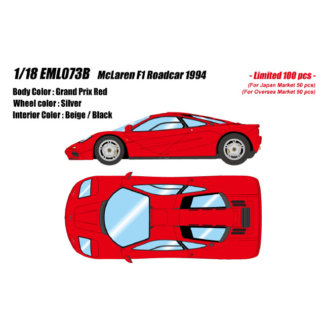 [MDL] 1/18 McLaren F1 Roadcar 1994 グランプリレッド 完成品 ミニカー(EML073B) EIDOLON(アイドロン)