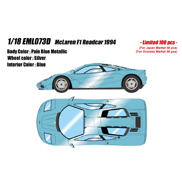 [MDL] 1/18 McLaren F1 Roadcar 1994 ペールブルーメタリック 完成品 ミニカー(EML073D) EIDOLON(アイドロン)