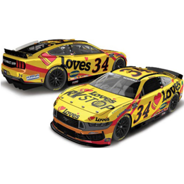 [MDL] Lionel Racing(ライオネルレーシング) NASCAR CUP Series アクションレーシングコレクタブルシリーズ 1/24 LOVE'S RV STOP 2024 フォード マスタング マイケル・マクドウェル #34 完成品 ミニカー(LR296472) 京商