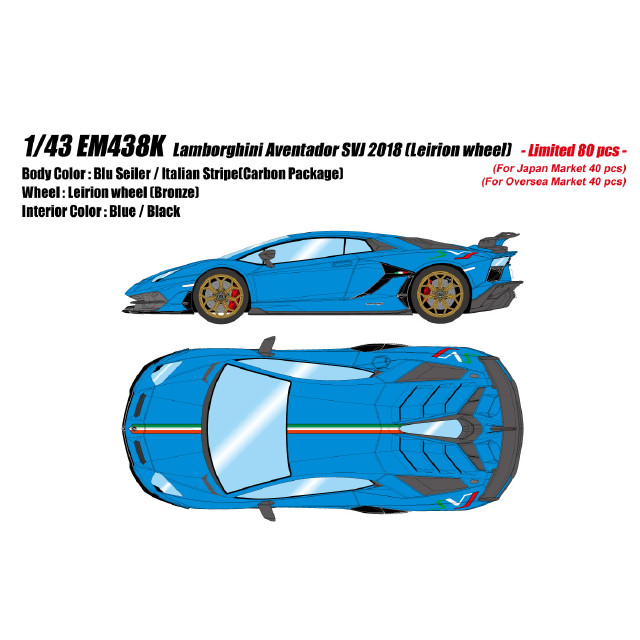 [MDL] EIDOLON COLLECTION(アイドロンコレクション) 1/43 Lamborghini Aventador(ランボルギーニ アヴェンタドール) SVJ 2018(Leirion wheel) ブルーセイラー/イタリアンストライプ 完成品 ミニカー(EM438K) EIDOLON(アイドロン)