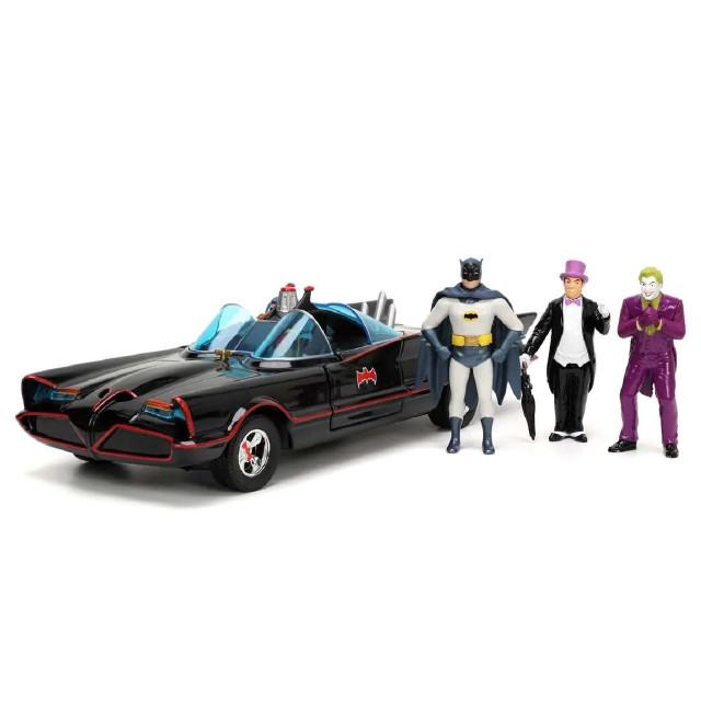 [MDL] (再販) HOLLYWOOD RIDESシリーズ 1/24 バットモービル バットマン/ロビン/ジョーカー/ペンギンフィギュア付(1966 クラシック TVシリーズ) 完成品 ミニカー(JADA33737) Jada Toys(ジャダトイズ)