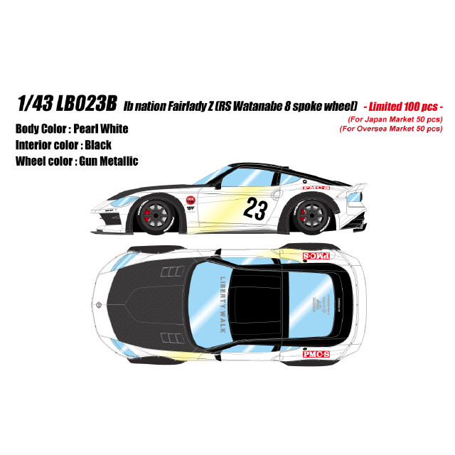 [MDL] 1/43 lb nation Fairlady Z(フェアレディZ) RZ34 RS Watanabe 8spoke wheel パールホワイト 完成品 ミニカー(LB023B) EIDOLON(アイドロン)