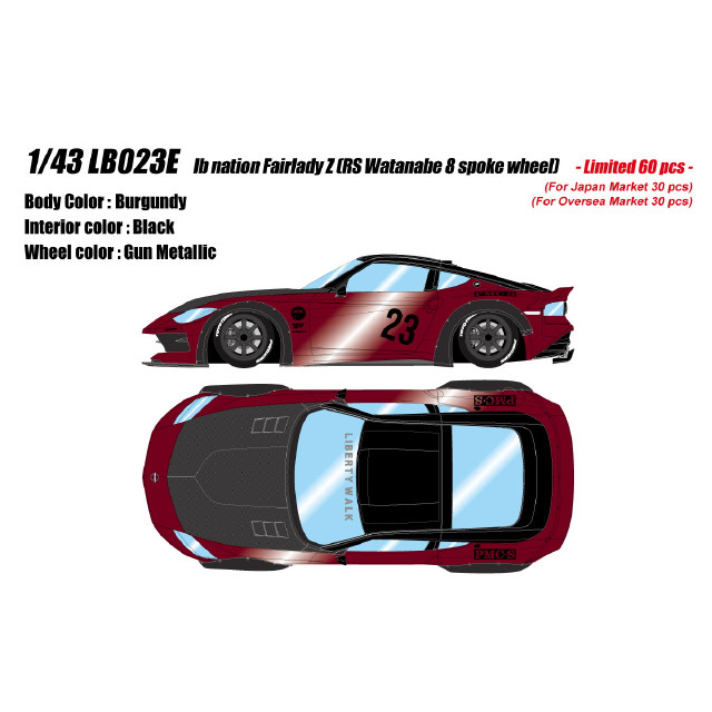 [MDL] 1/43 lb nation Fairlady Z(フェアレディZ) RZ34 RS Watanabe 8spoke wheel バーガンディ 完成品 ミニカー(LB023E) EIDOLON(アイドロン)